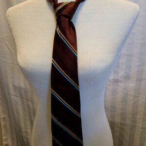 Brown Holt Renfrew Neck Tie with blue and gold stripes EUC